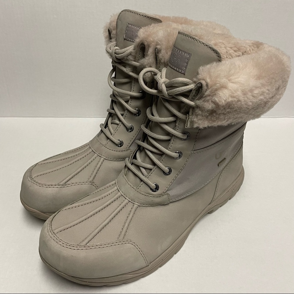 UGG Butte Mono Waterproof Leather Boots Men’s Size 12 Putty